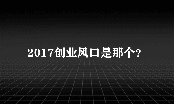 2017创业风口是那个？