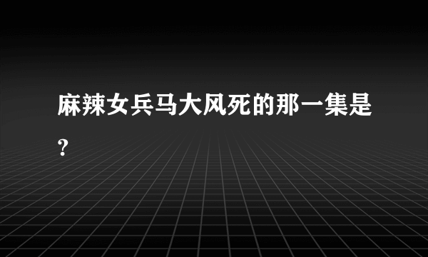 麻辣女兵马大风死的那一集是?