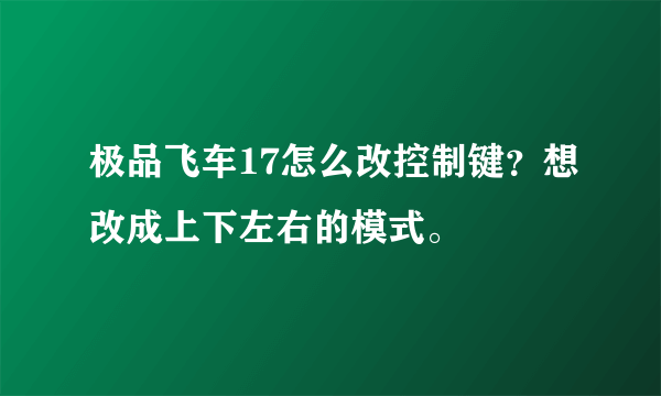 极品飞车17怎么改控制键？想改成上下左右的模式。