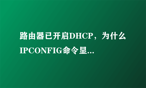 路由器已开启DHCP，为什么IPCONFIG命令显示“DhcpEnabled”为“no”？电脑的DHCP也已经开启。