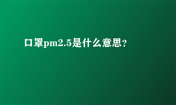 口罩pm2.5是什么意思？