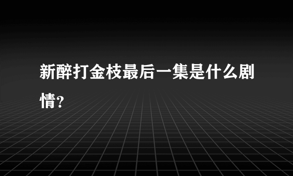 新醉打金枝最后一集是什么剧情？