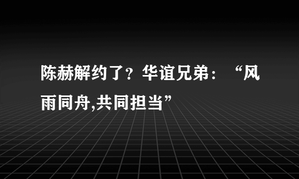 陈赫解约了？华谊兄弟：“风雨同舟,共同担当”