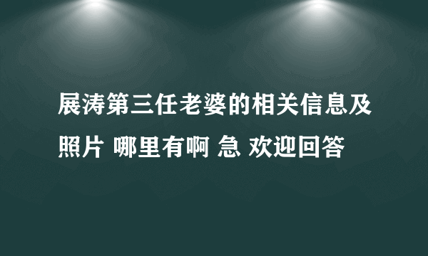 展涛第三任老婆的相关信息及照片 哪里有啊 急 欢迎回答