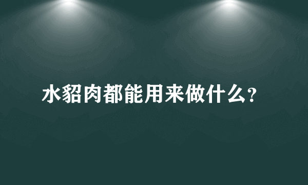 水貂肉都能用来做什么？