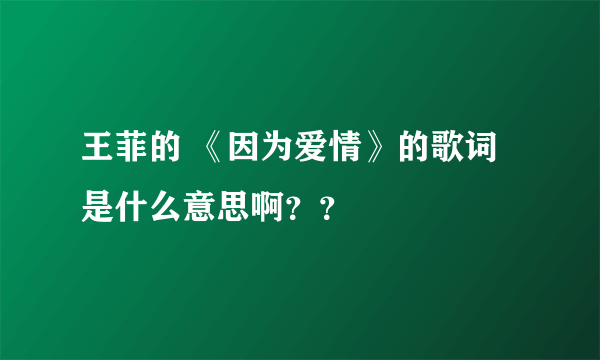 王菲的 《因为爱情》的歌词是什么意思啊？？