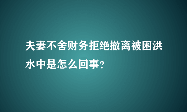 夫妻不舍财务拒绝撤离被困洪水中是怎么回事？