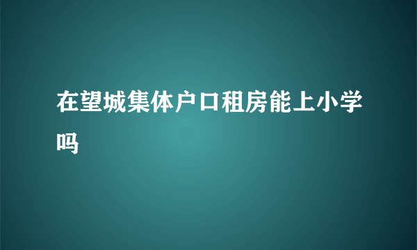 在望城集体户口租房能上小学吗