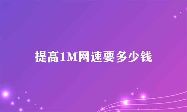 提高1M网速要多少钱