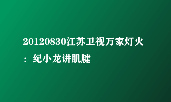 20120830江苏卫视万家灯火：纪小龙讲肌腱