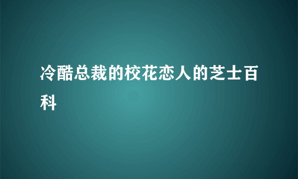 冷酷总裁的校花恋人的芝士百科