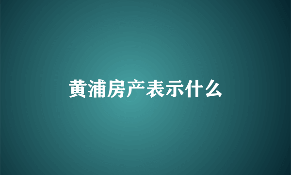 黄浦房产表示什么