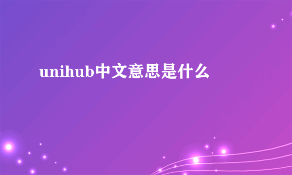 unihub中文意思是什么