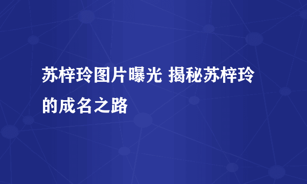 苏梓玲图片曝光 揭秘苏梓玲的成名之路