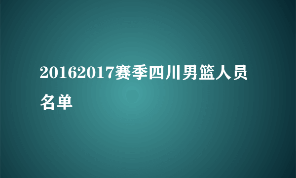 20162017赛季四川男篮人员名单