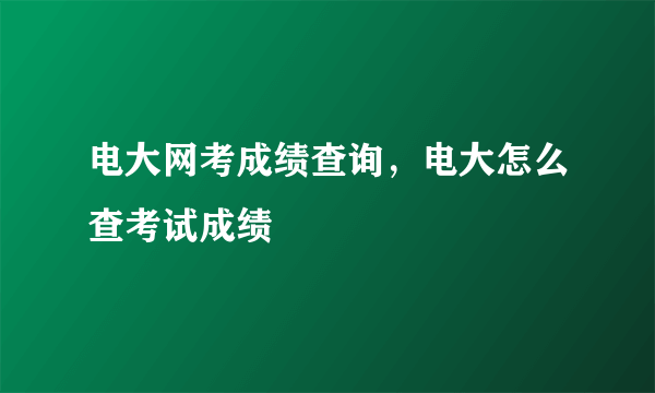 电大网考成绩查询，电大怎么查考试成绩