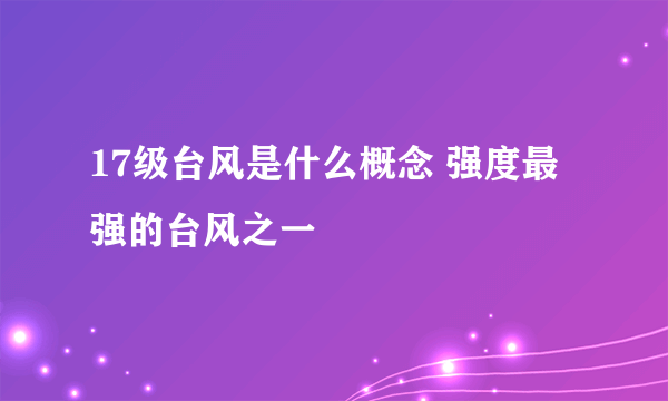 17级台风是什么概念 强度最强的台风之一