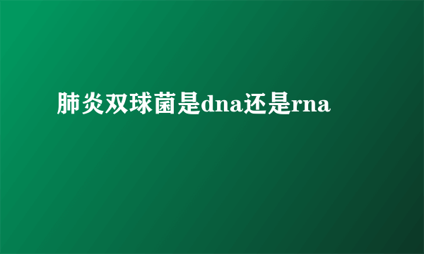 肺炎双球菌是dna还是rna