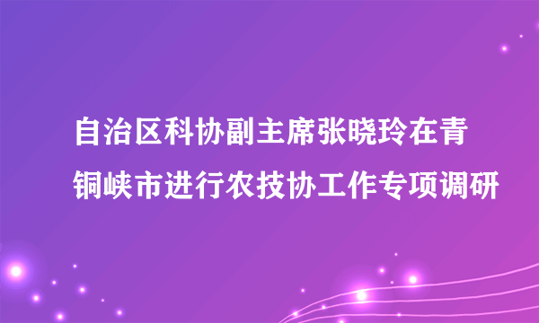 自治区科协副主席张晓玲在青铜峡市进行农技协工作专项调研