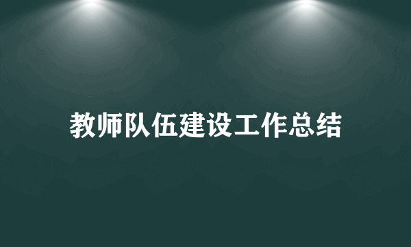 教师队伍建设工作总结