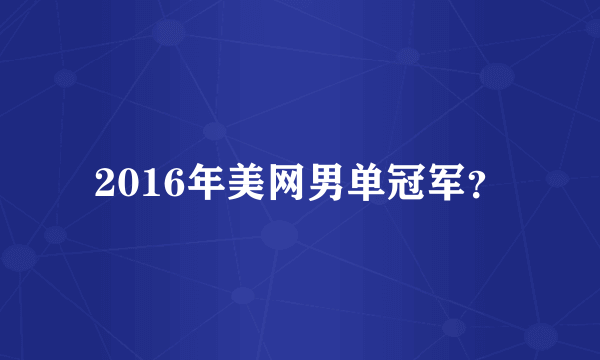 2016年美网男单冠军？