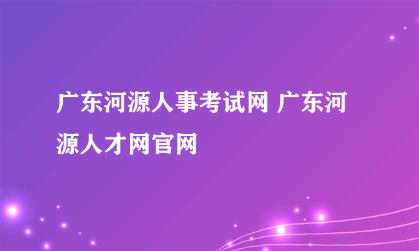 广东河源人事考试网 广东河源人才网官网