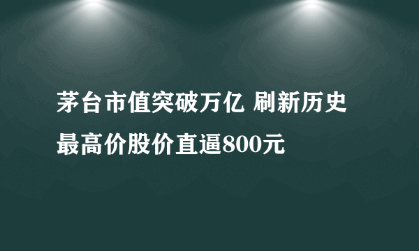 茅台市值突破万亿 刷新历史最高价股价直逼800元