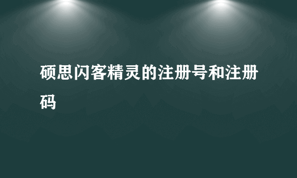 硕思闪客精灵的注册号和注册码