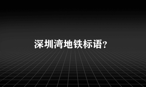 深圳湾地铁标语？