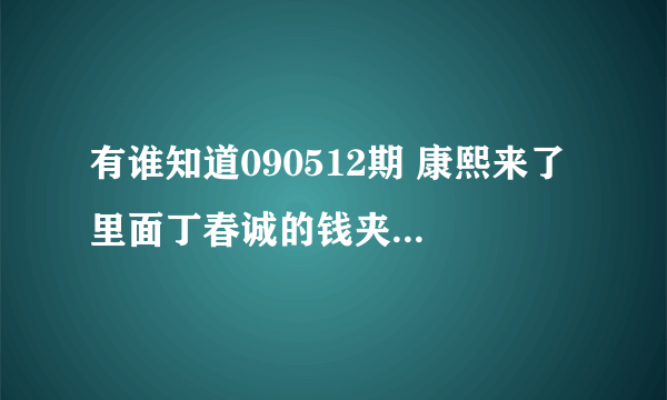 有谁知道090512期 康熙来了 里面丁春诚的钱夹是什么牌子的？