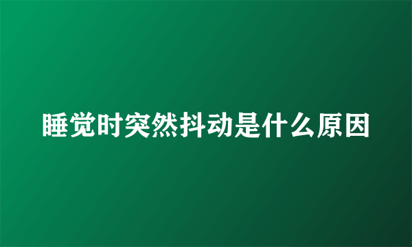 睡觉时突然抖动是什么原因