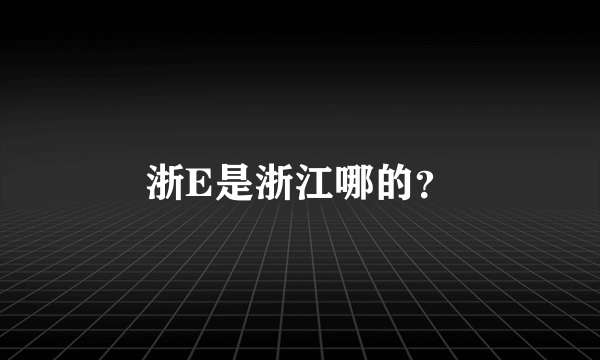 浙E是浙江哪的？