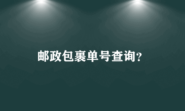 邮政包裹单号查询？