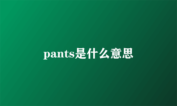 pants是什么意思