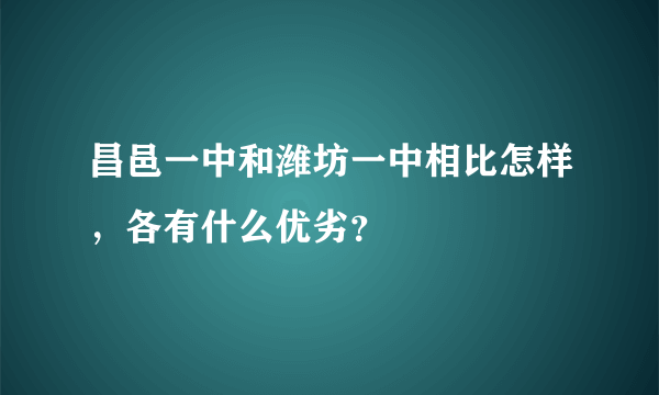 昌邑一中和潍坊一中相比怎样，各有什么优劣？