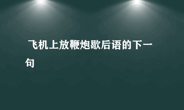  飞机上放鞭炮歇后语的下一句