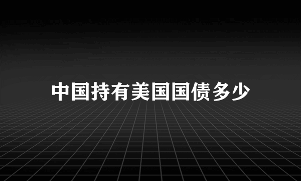 中国持有美国国债多少