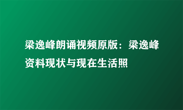 梁逸峰朗诵视频原版：梁逸峰资料现状与现在生活照