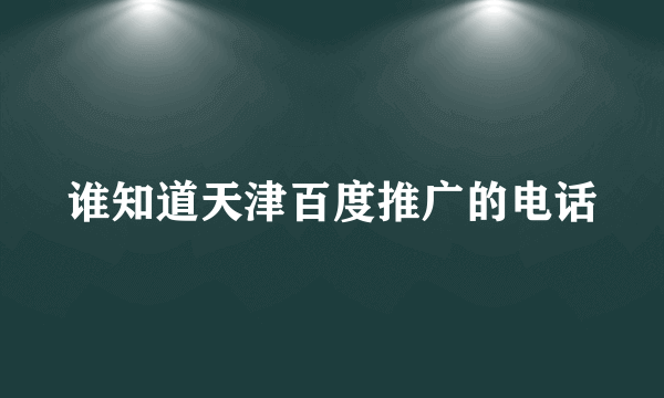 谁知道天津百度推广的电话