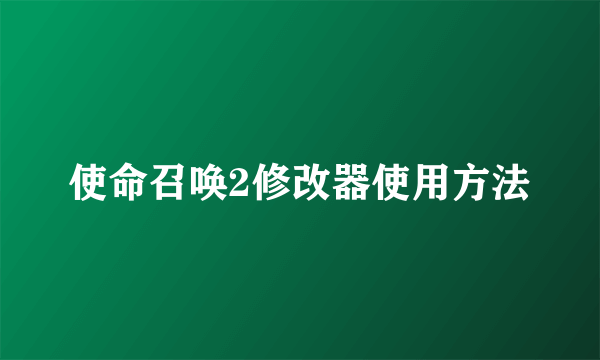 使命召唤2修改器使用方法