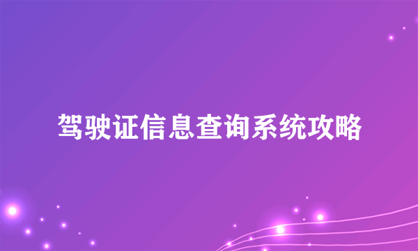 驾驶证信息查询系统攻略