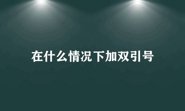 在什么情况下加双引号