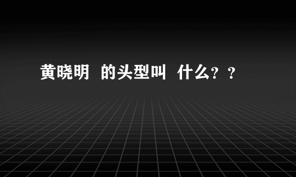 黄晓明  的头型叫  什么？？