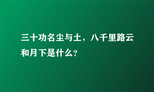 三十功名尘与土，八千里路云和月下是什么？