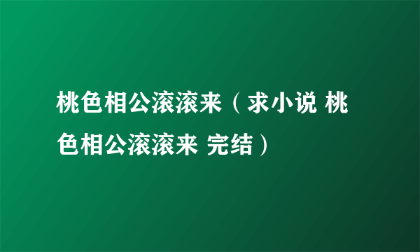 桃色相公滚滚来（求小说 桃色相公滚滚来 完结）