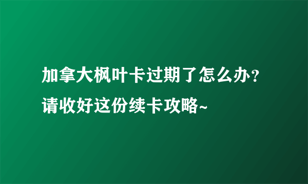 加拿大枫叶卡过期了怎么办？请收好这份续卡攻略~