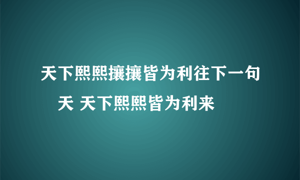 天下熙熙攘攘皆为利往下一句	天 天下熙熙皆为利来