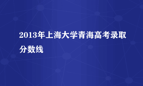 2013年上海大学青海高考录取分数线