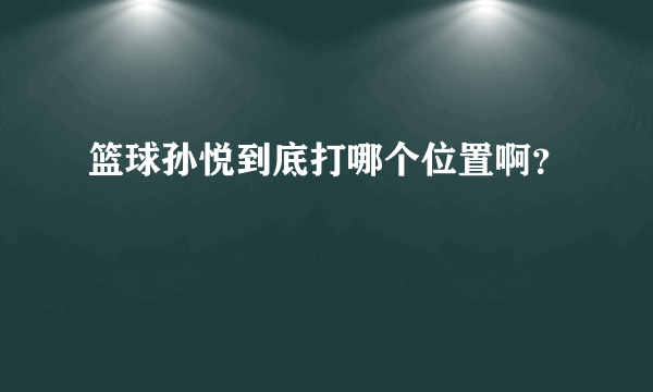 篮球孙悦到底打哪个位置啊？