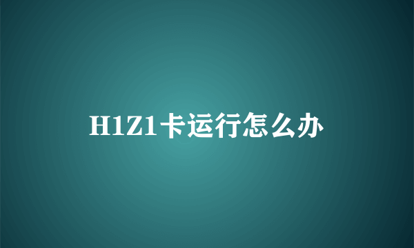 H1Z1卡运行怎么办